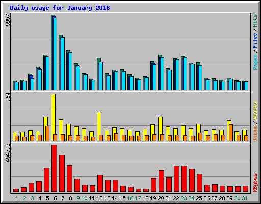 Daily usage for January 2016