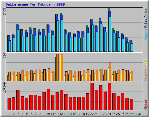 Daily usage for February 2020